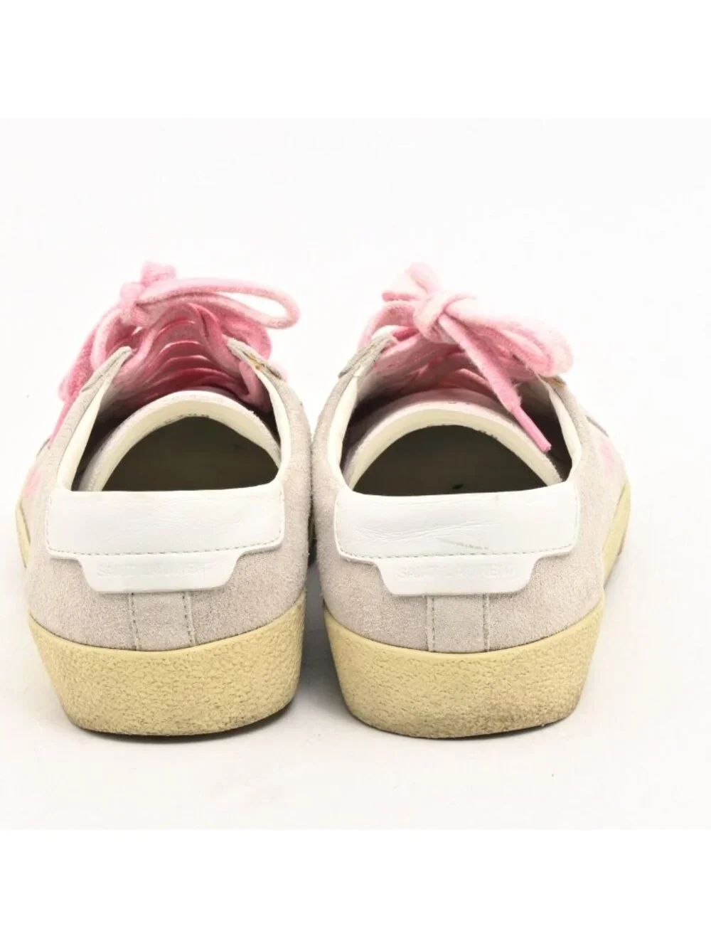 Saint Laurent Paris Sneakers Light Gray White Pink Embroidery Court